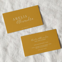 Minimalist Modern Script Boho Chic Mustard Yellow Business Card
