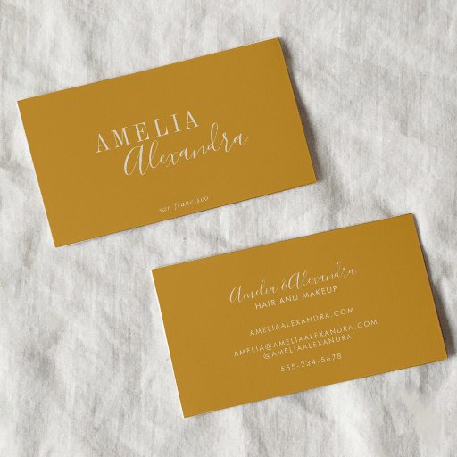 Customizable Minimalist Modern Script Boho Chic Mustard Yellow Business Card