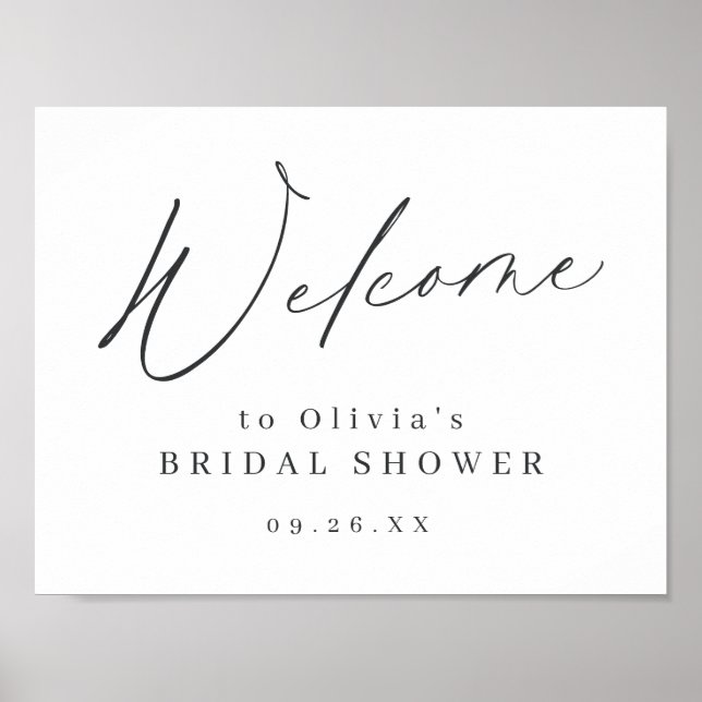 Minimalist modern script bridal shower welcome  poster (Front)
