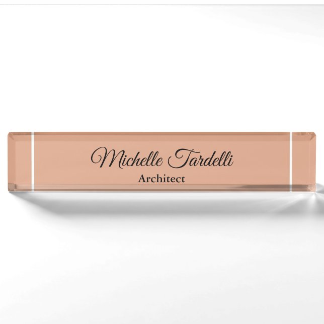 Minimalist Modern Script Calligraphy Desk Name Plate (Front)