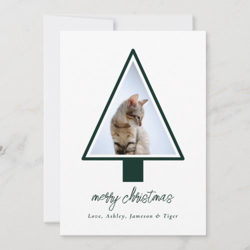 Minimalist Modern Script Christmas Pet Photo Holiday Card