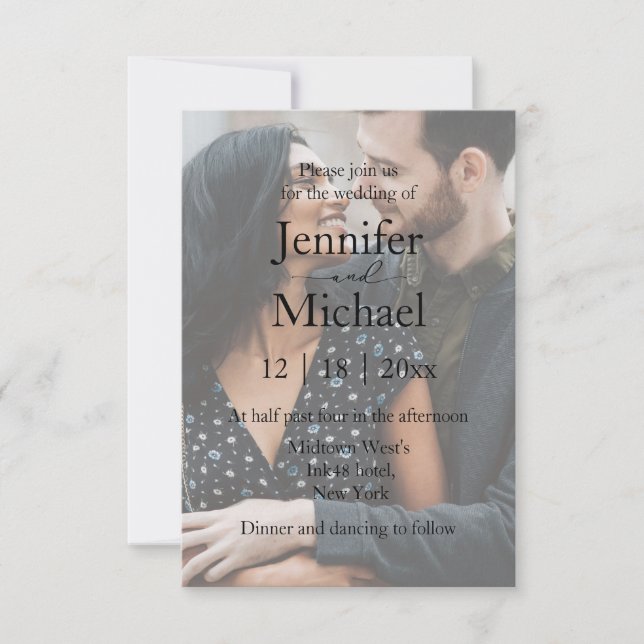minimalist modern script couple photo wedding  invitation (Front)