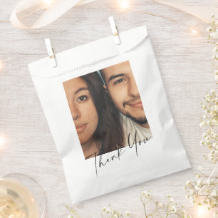 Minimalist Modern Script Custom Photo Thank You Favor Bag