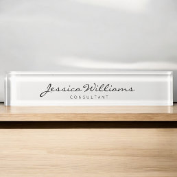 Minimalist Modern Script Desk Name Plate