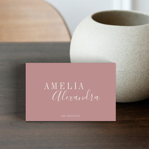 Minimalist Modern Script Dusty Rose Boho Chic Business Card