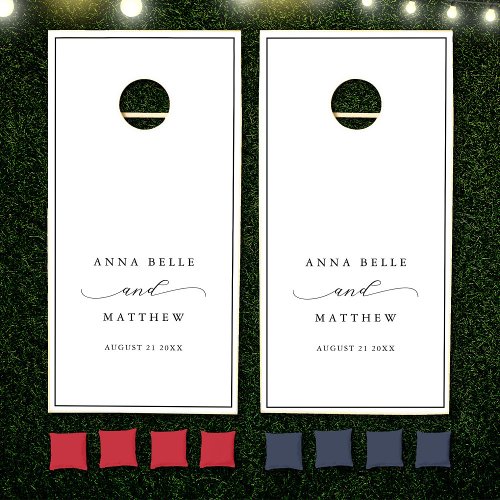 Minimalist Modern Script Elegant Chic Wedding Cornhole Set