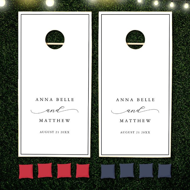 Minimalist Modern Script Elegant Chic Wedding Cornhole Set (Creator Uploaded)