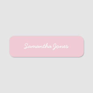 Minimalist Modern Script Elegant Simple Pink Name Tag