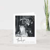 Minimalist Modern Script Font Wedding Photo Folded