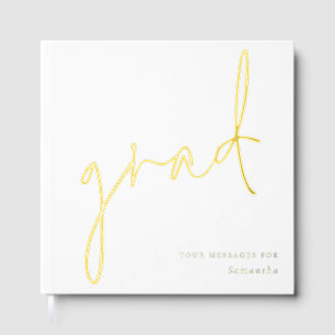 Minimalist Modern Script Grad Graduation Foil Guest Book