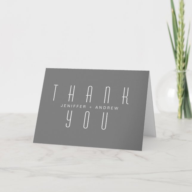 Minimalist Modern Script Grey Thank You Photo Card (Front)