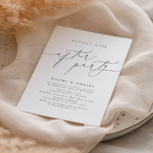 Minimalist Modern Script Happily Ever After Party Invitation