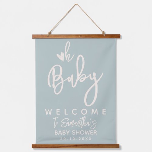 Minimalist modern script heart Baby Shower Welcome Hanging Tapestry