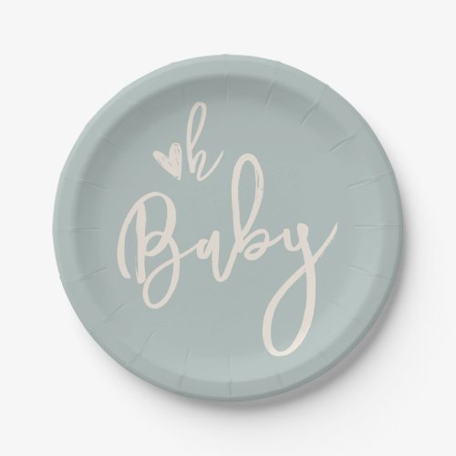 Minimalist modern script heart Boho Baby Shower Paper Plates