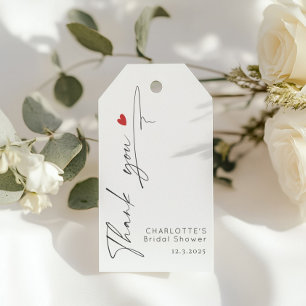 Minimalist modern script heart Bridal shower Gift Tags