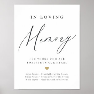 Minimalist modern script in loving memory sign