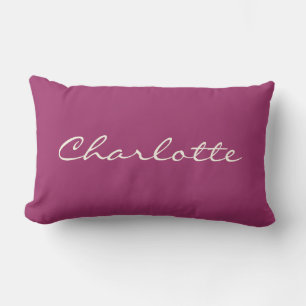 Minimalist Modern Script in Orchid Personalized Lumbar Pillow