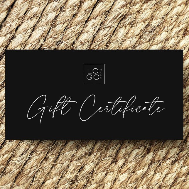 Minimalist Modern Script & Logo Gift Certificate (Creator Uploaded)