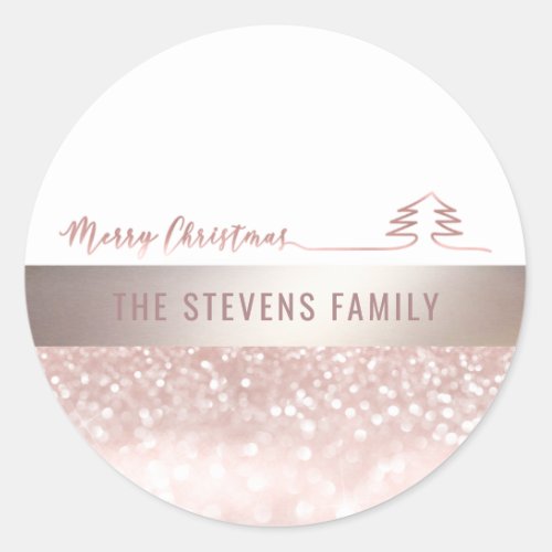 Minimalist modern script Merry Christmas Christmas Classic Round Sticker