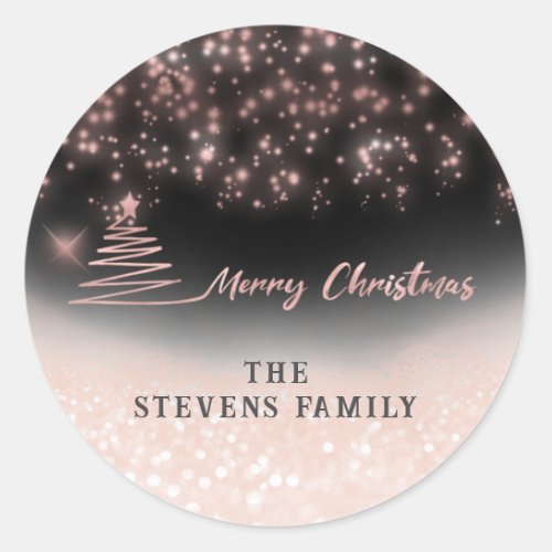 Minimalist modern script Merry Christmas Classic Round Sticker