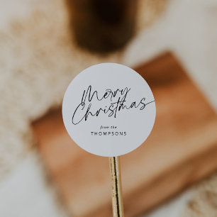Minimalist Modern Script Merry Christmas  Classic Round Sticker