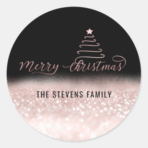 Minimalist modern script Merry Christmas Classic Round Sticker