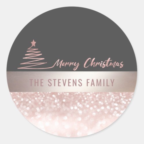 Minimalist modern script Merry Christmas Classic Round Sticker