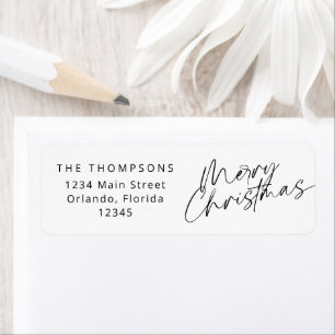 Minimalist Modern Script Merry Christmas Label