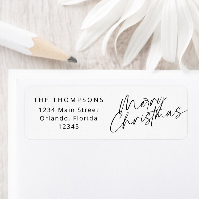 Minimalist Modern Script Merry Christmas Label (Insitu)