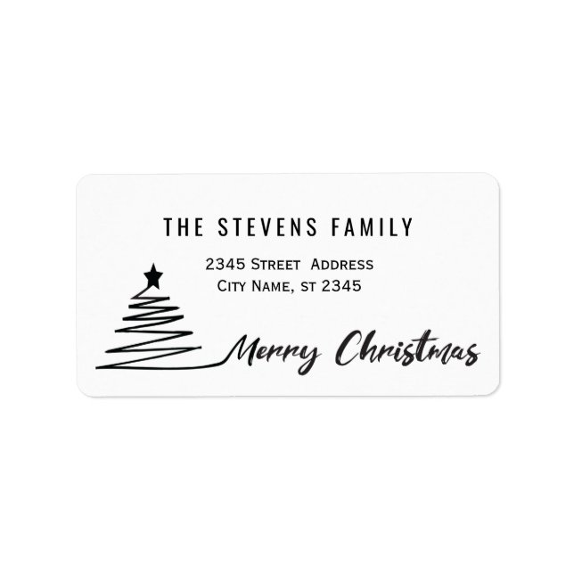 Minimalist modern script Merry Christmas Label (Front)