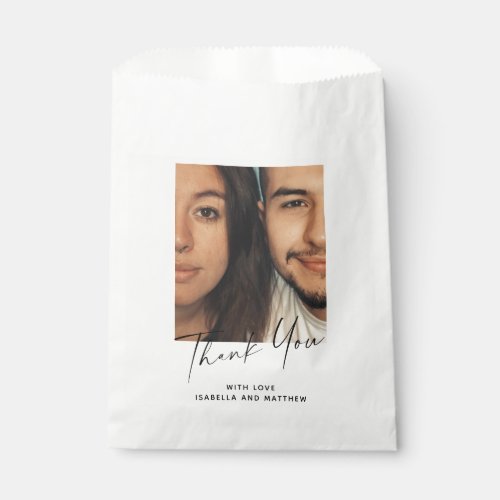 Minimalist Modern Script Personalized Custom Photo Favor Bag