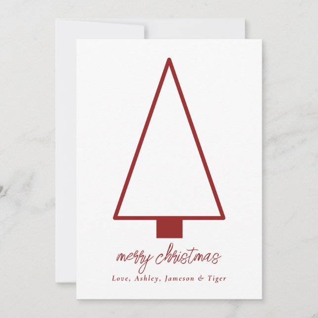 Minimalist Modern Script Pet Photo Christmas Holiday Card (Front)