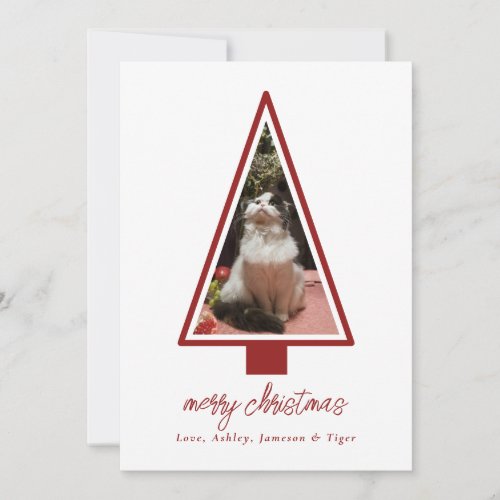 Minimalist Modern Script Pet Photo Christmas Holiday Card