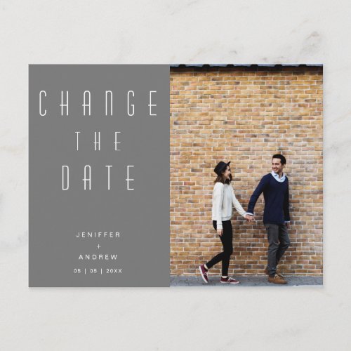 Minimalist Modern Script Photo Change The Date Postcard