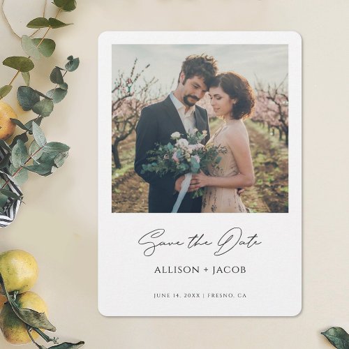 Minimalist Modern Script Photo Save the Date