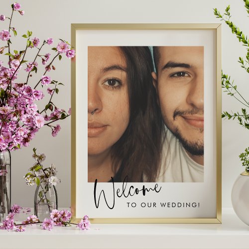 Minimalist Modern Script Photo Welcome to Wedding Poster