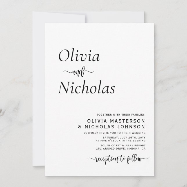 Minimalist Modern Script QR Code Photo Wedding Invitation (Front)