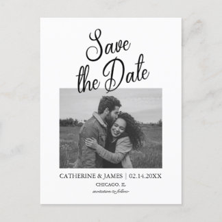 Minimalist Modern Script Save The Date Postcard