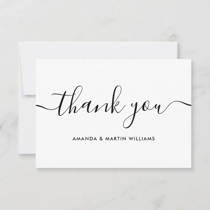 Minimalist Modern Script Thank You Card | Zazzle