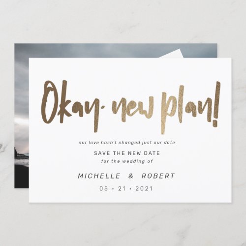 minimalist modern script two photo save the date invitation