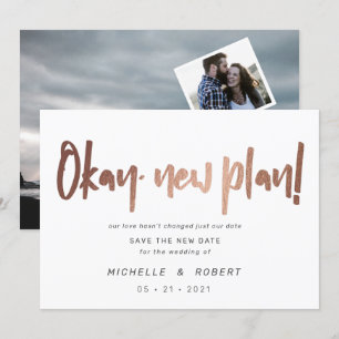 minimalist modern script two photo save the date invitation