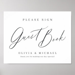 Minimalist modern script wedding guest book sign