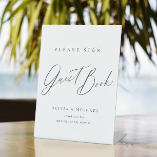Minimalist modern script wedding guest book sign