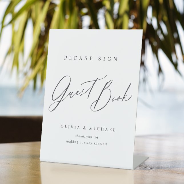 Minimalist modern script wedding guest book sign (Minimalist modern script wedding guest book sign)