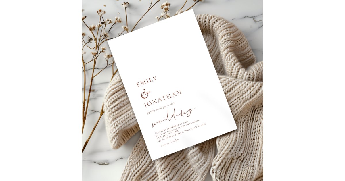 Minimalist Modern Script Wedding Invitation | Zazzle