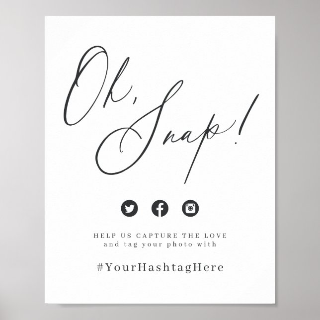 Minimalist modern script wedding oh snap sign (Front)