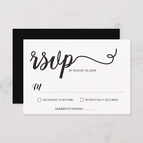 Minimalist Modern Script Wedding  RSVP Card