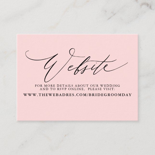 Minimalist Modern Script Wedding Website Card (Front)