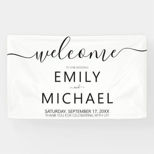 Minimalist Modern Script Wedding Welcome Banner