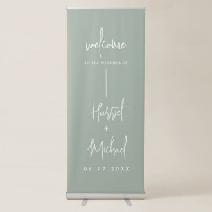 Minimalist Modern Script Wedding Welcome Retractable Banner